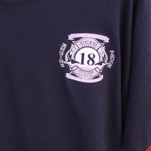 Fire Station 18 Cancer Awareness Fire Boat Surf Rescue T~SHARKS~Unique - Picture 3 of 4